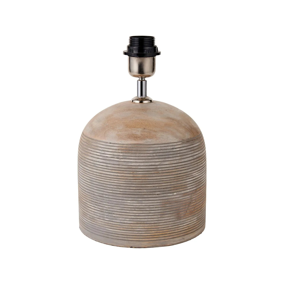 Grayvon Grey-Washed Dome Lamp with Bouclé Shade