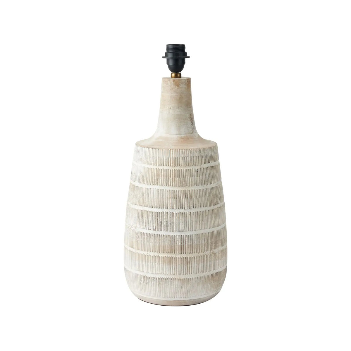 Grayvon Whitewashed Tall Bottle Lamp with White Shade